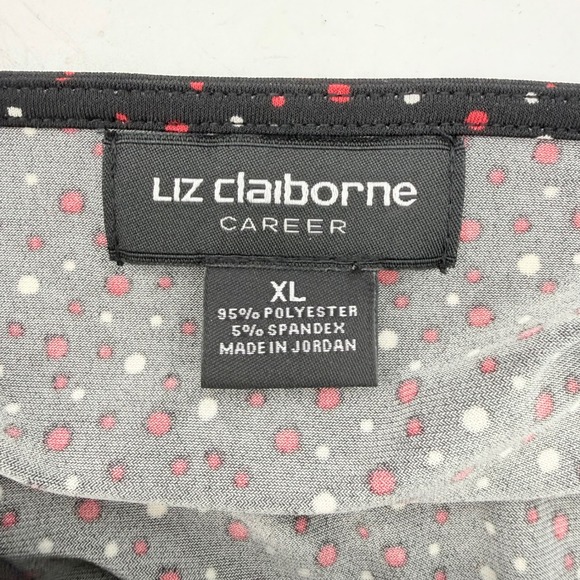 Liz Claiborne Career XL Blouse Polka Dot Keyhole Neck Long Sleeve Minimalist - Picture 5 of 6
